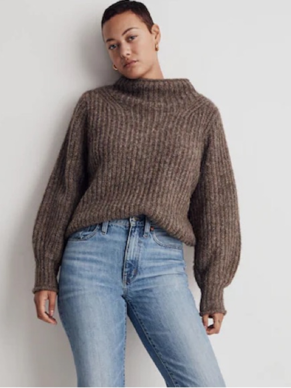MADEWELL- NWT-Loretta mock neck pullover sweater- S